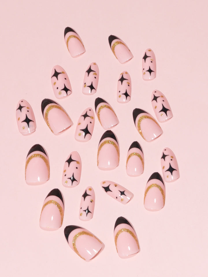 Artistic Starry Stiletto Nail Art Kalsten
