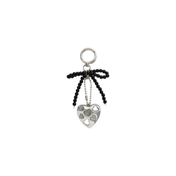Heart-Shaped Charm Keychain with Beaded Bow Kalsten