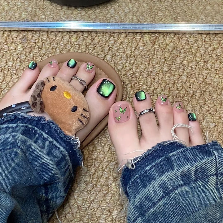 Artistic toenails with detailed butterfly design Kalsten