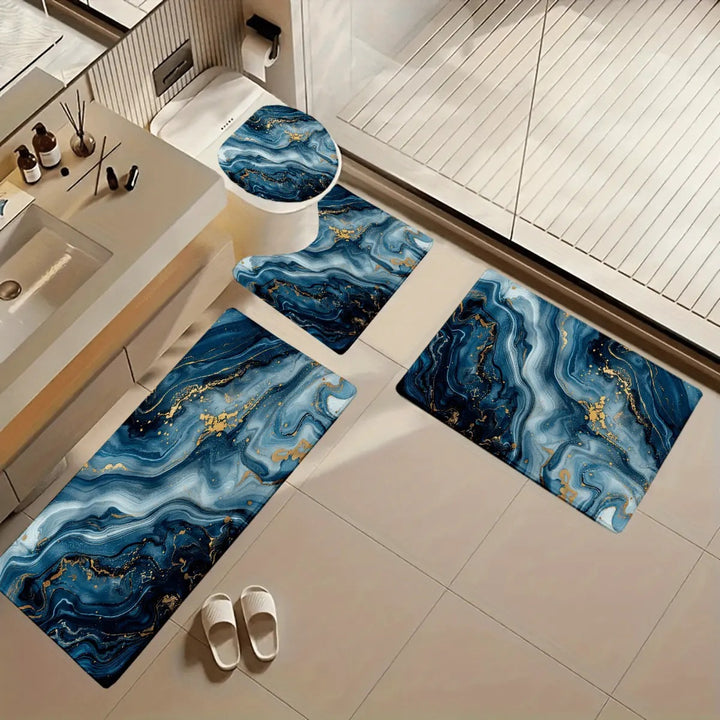 Artistic Marble Print Bath Mat Set Kalsten