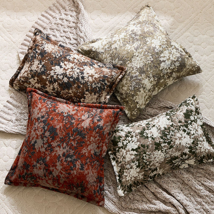 Oversized Jacquard Floral Velvet Throw Pillow Cover with Hidden Zipper