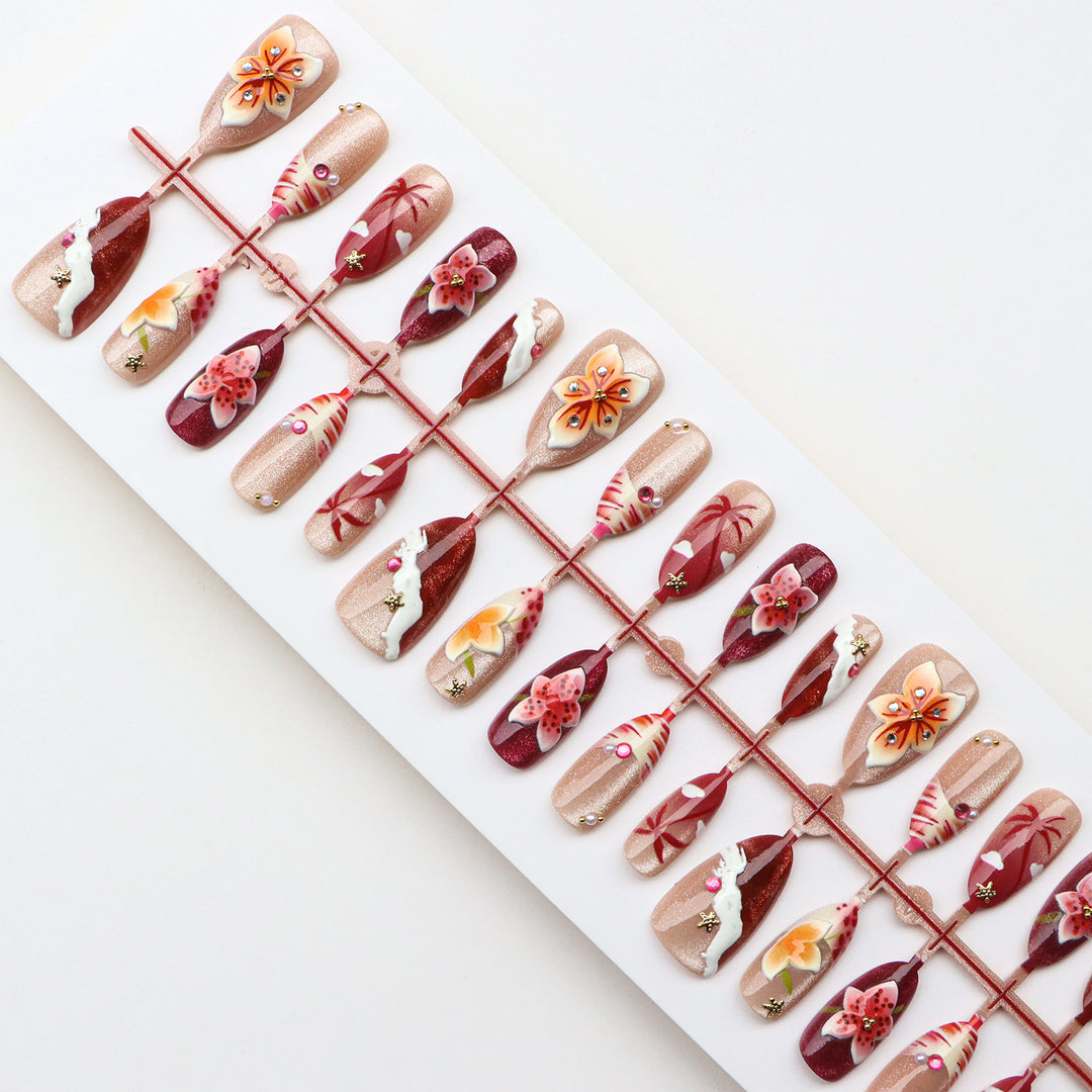 Floral-Inspired Creative Press-On Nail Art Set