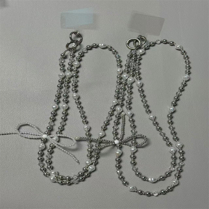 Elegant Pearl and Silver Beaded Necklace Kalsten