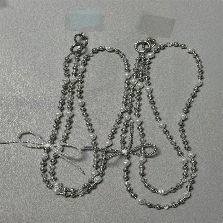 Elegant Pearl and Silver Beaded Necklace Kalsten