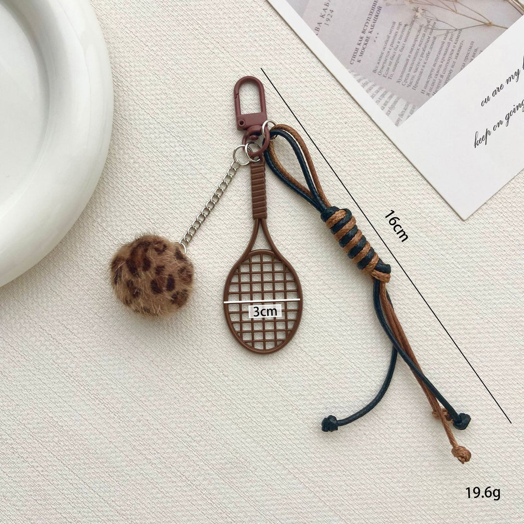 Tennis Racket and Fur Ball Keychain Kalsten