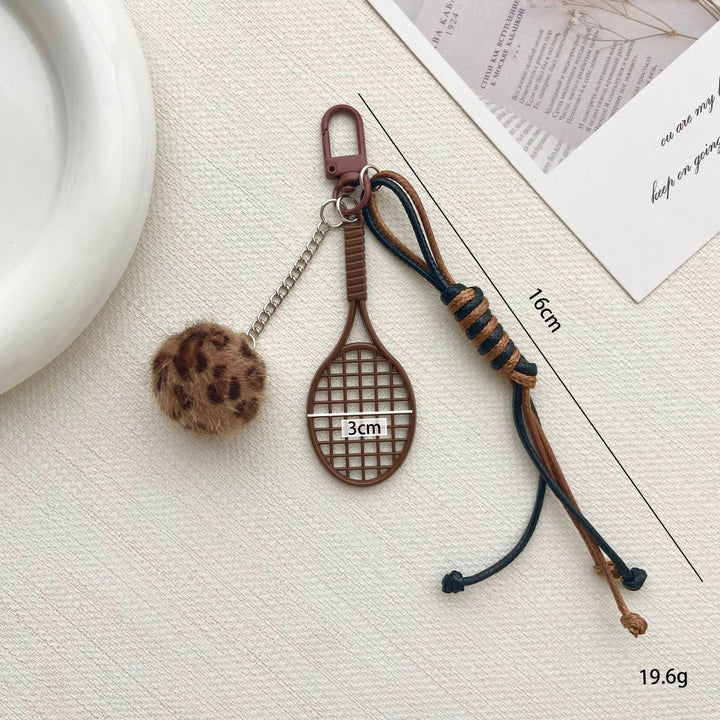 Tennis Racket and Fur Ball Keychain Kalsten