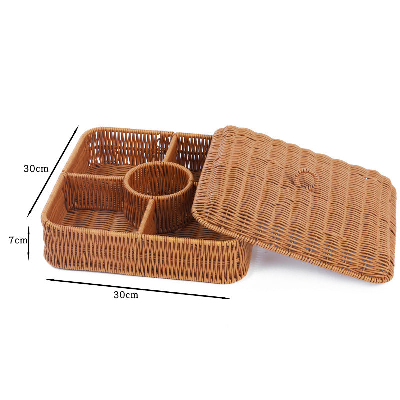 Multi-Compartment Woven Storage Basket Kalsten