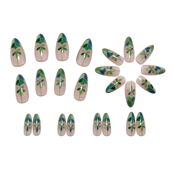 Designer artificial nails in a modern flower pattern Kalsten