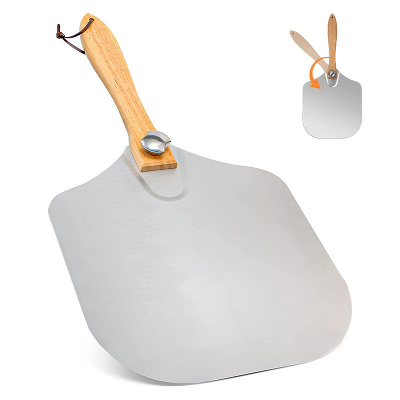professional pizza peel set with foldable stainless steel shovel ergonomic wooden handle pizza cutter rocker and bench scraper Kalsten