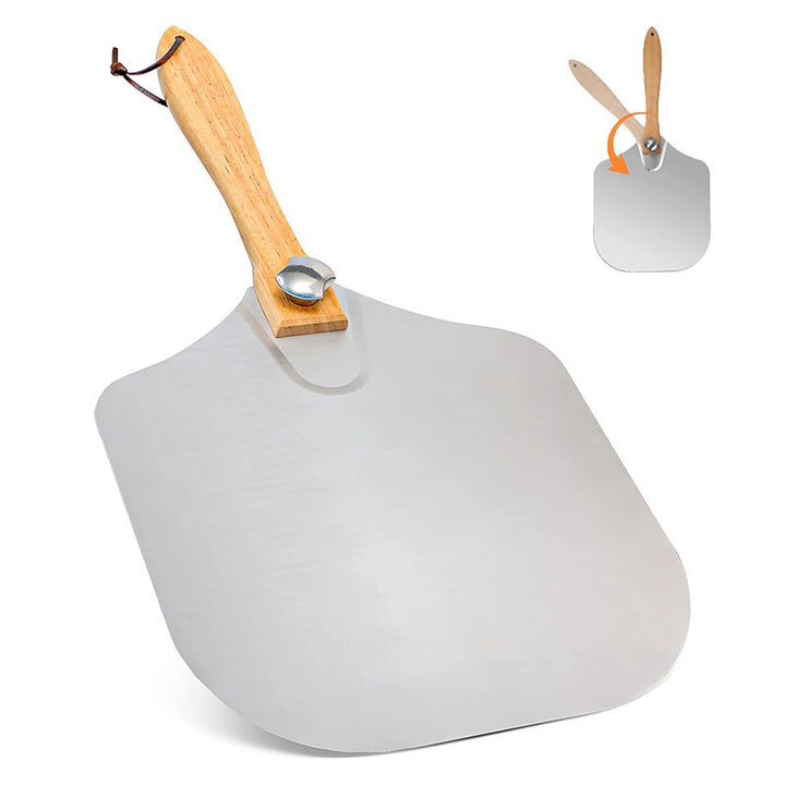 professional pizza peel set with foldable stainless steel shovel ergonomic wooden handle pizza cutter rocker and bench scraper Kalsten