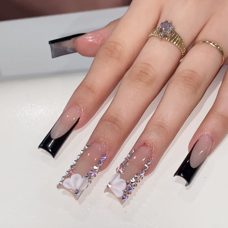 Elegant Stiletto Press-On Nail Art with Rhinestone Accents Kalsten