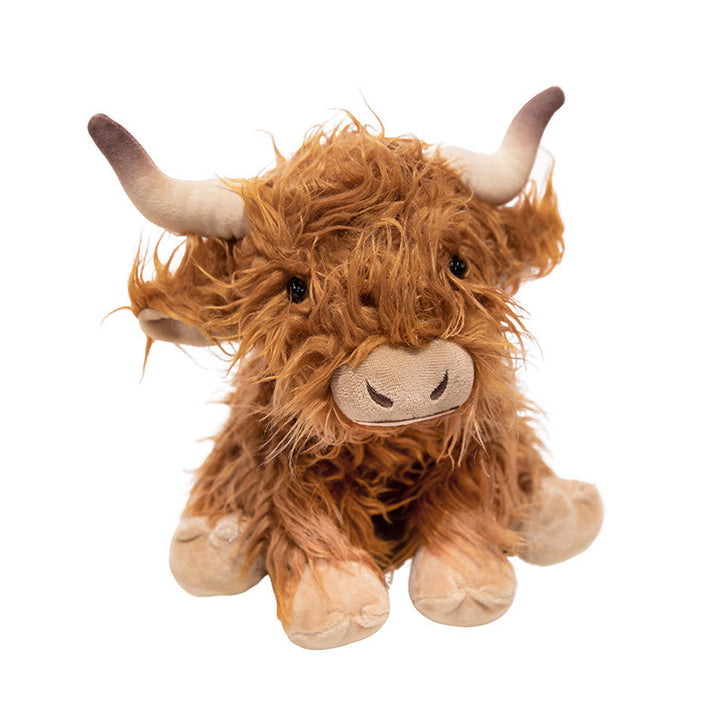 Plush Highland Calf Collectible Soft Toy with Curly Faux-Fur and Poseable Horns Kalsten