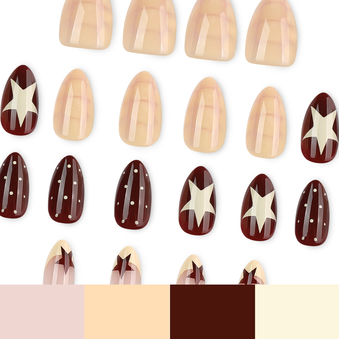 Artful nail art with geometric pattern and festive design Kalsten