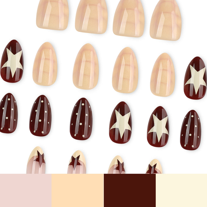 Artful nail art with geometric pattern and festive design Kalsten