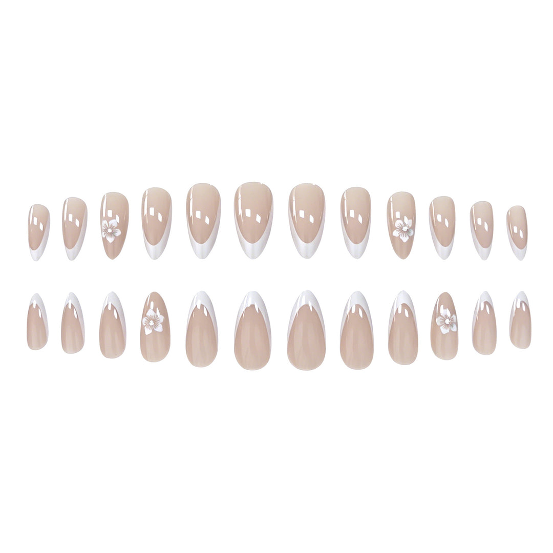 Elegant Floral French Tip Acrylic Nail Enhancements Kalsten