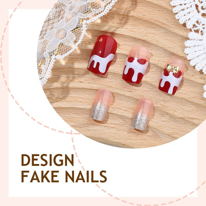 Artificial nail set with festive Christmas motifs Kalsten