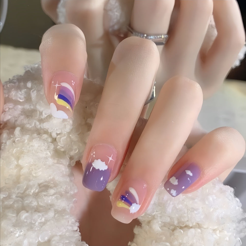 Creative Nail Art Set with colorful rainbow and cloud designs Kalsten