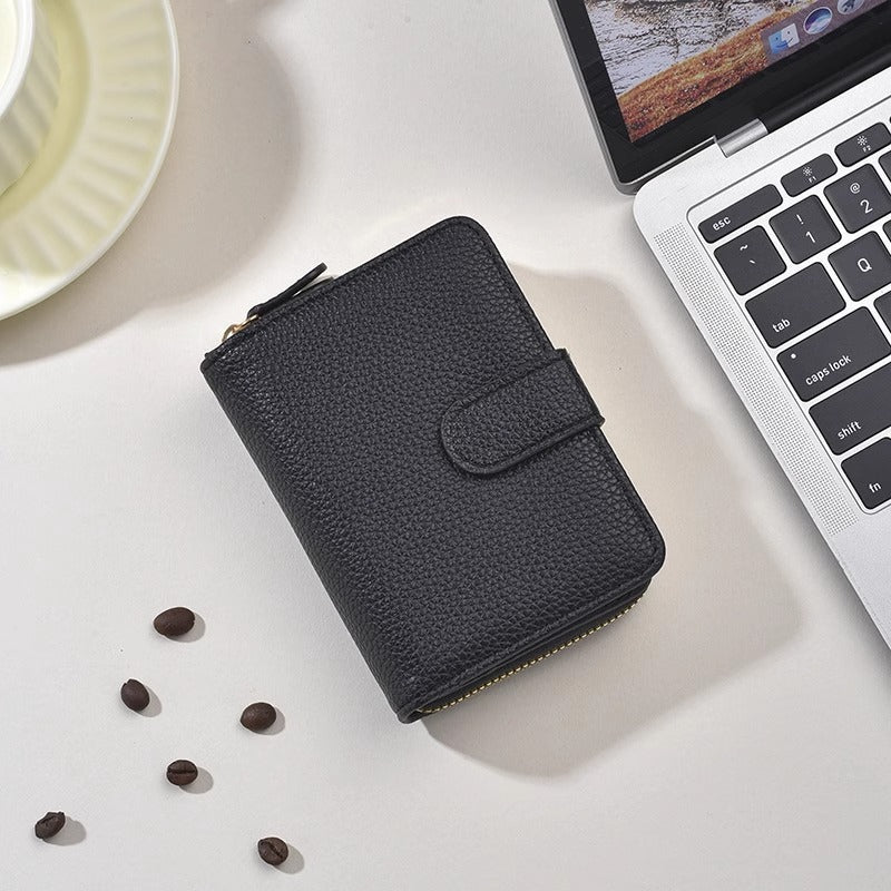 Textured Leather Zippered Card Organizer Kalsten
