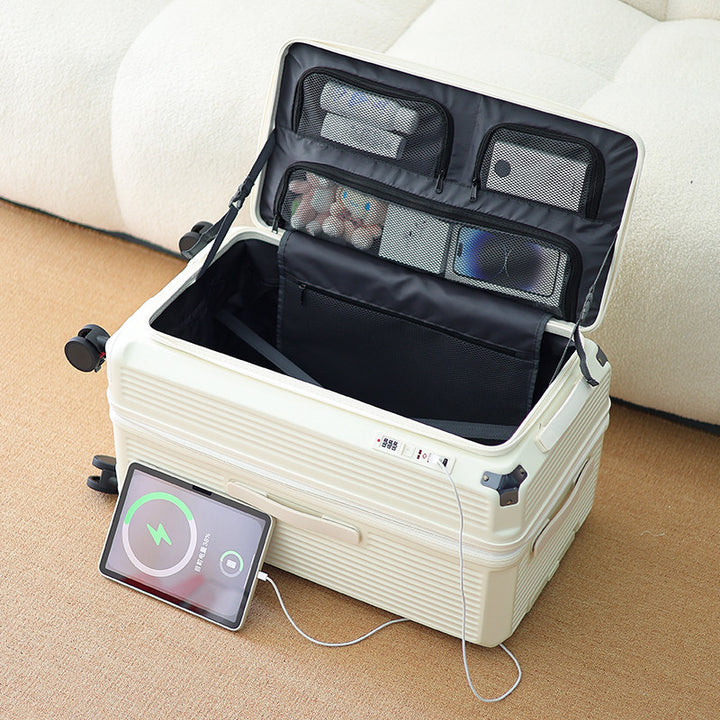 Men's Smart Multi-Compartment Hard Shell Travel Suitcase Kalsten