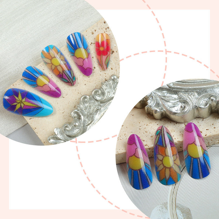 Artistic Floral Stiletto Press-On Nail Set Kalsten