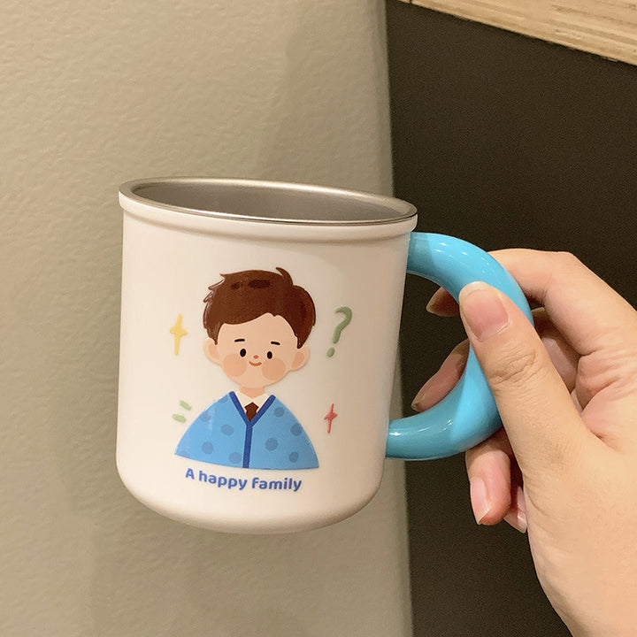 Stainless steel ceramic mug with cheerful family motif Kalsten