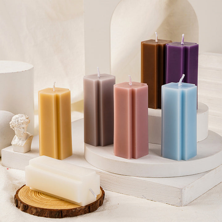 Hand-Poured Geometric Fluted Pillar Candle