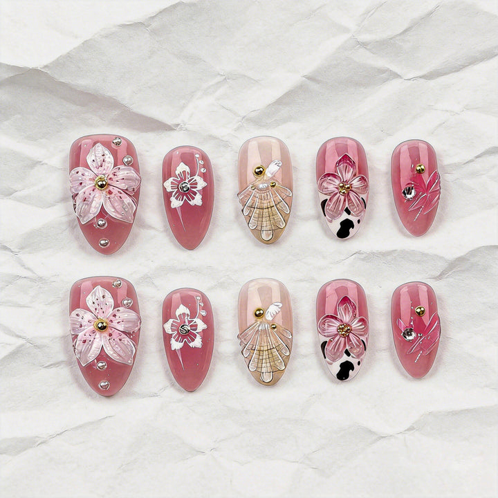 Artistic Floral Press-On Nail Art Set Kalsten 1790636557