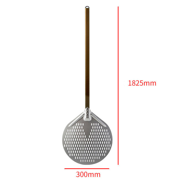 long wooden handled round aluminum pizza peel with reinforced neck Kalsten
