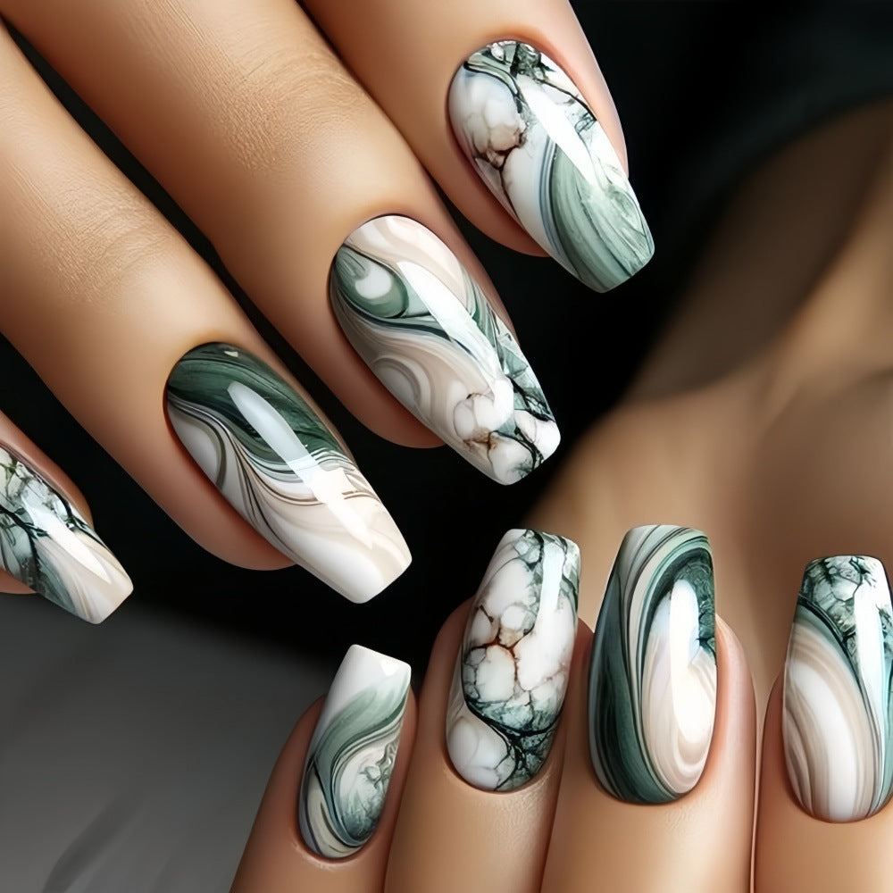 Artificial Nail Art Nails in elegant marble design Kalsten