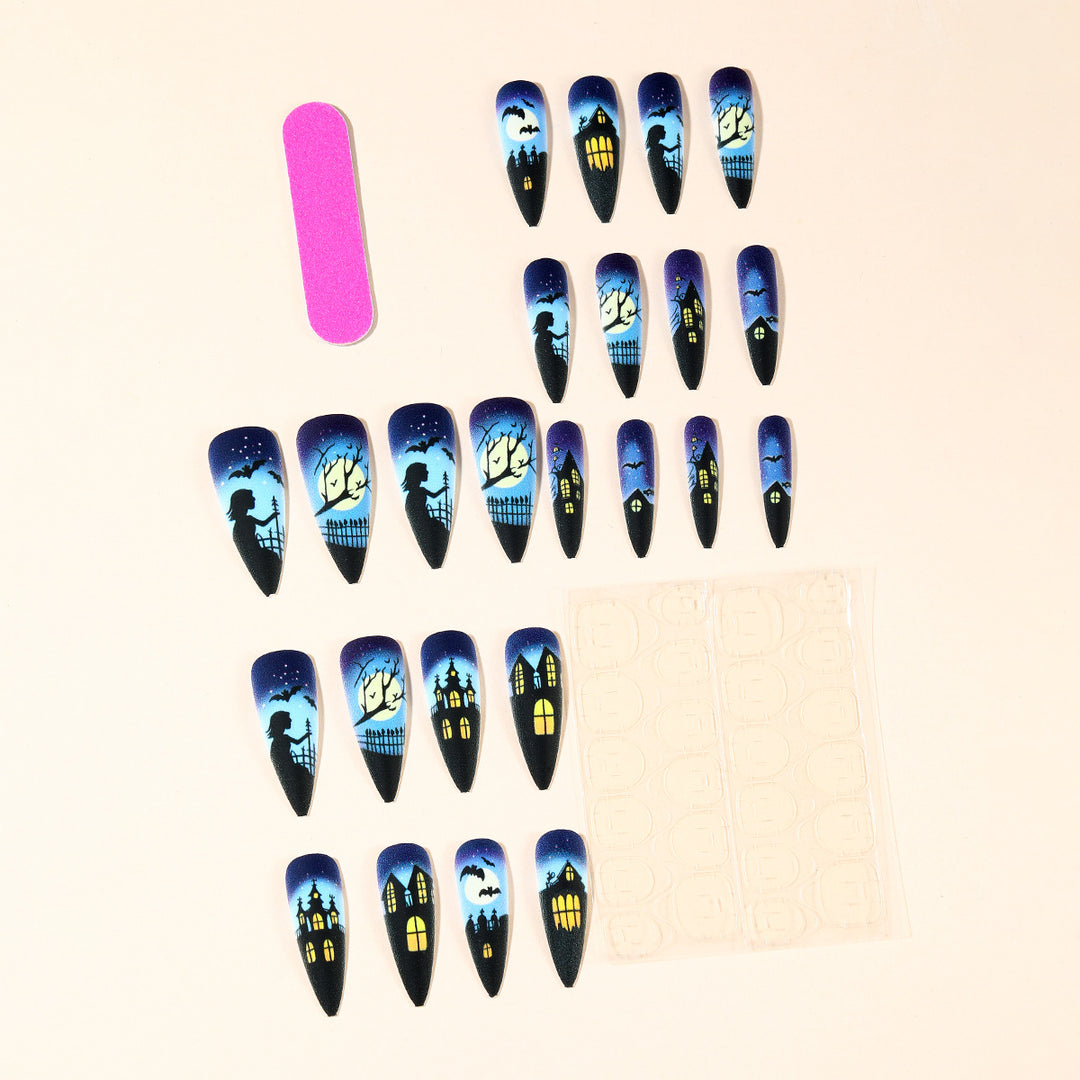Gothic-Inspired Halloween-Themed Stiletto Nail Art Kalsten