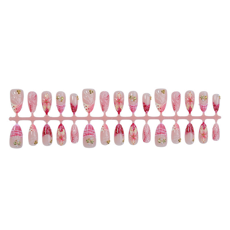 Creative nail art set with romantic flower pattern and sparkling accents Kalsten