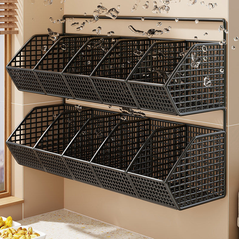 Wall-Mounted Double-Tier Kitchen Storage Baskets
