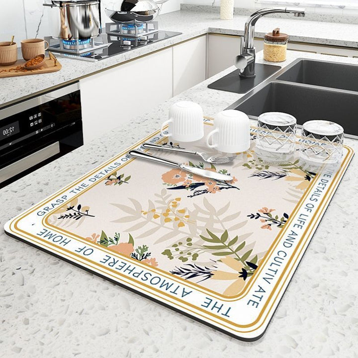 Decorative Floral-Themed Kitchen Mat