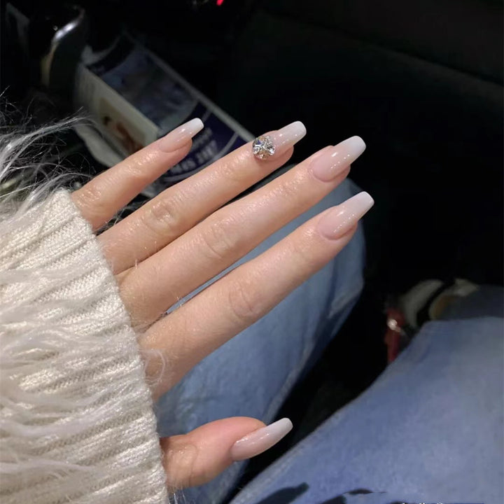 Elegant Press-On Nails Set with Crystal Accents