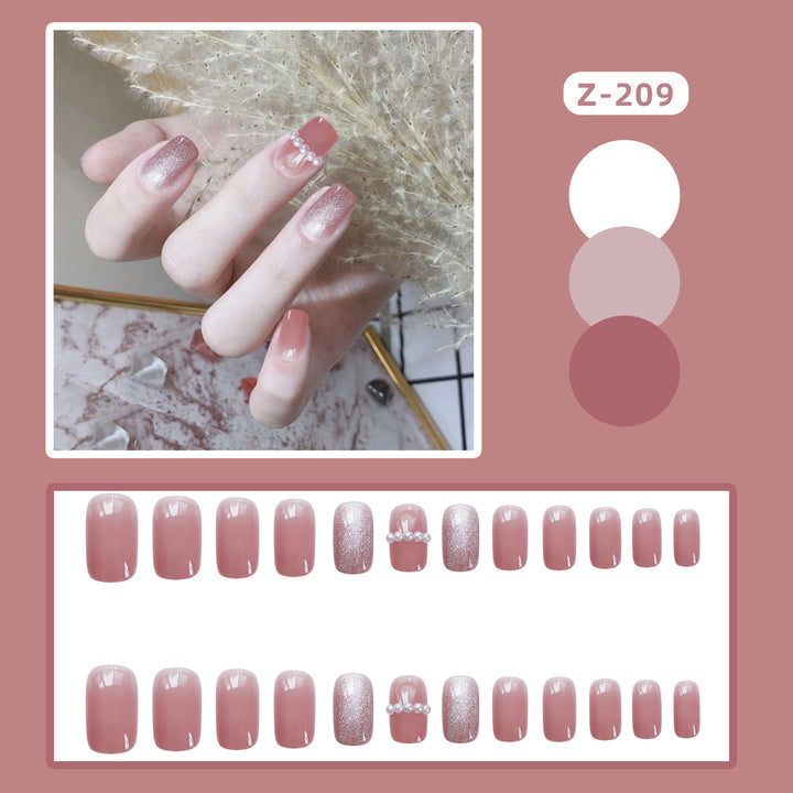 Elegant Pearl and Glitter Press-On Nail Art