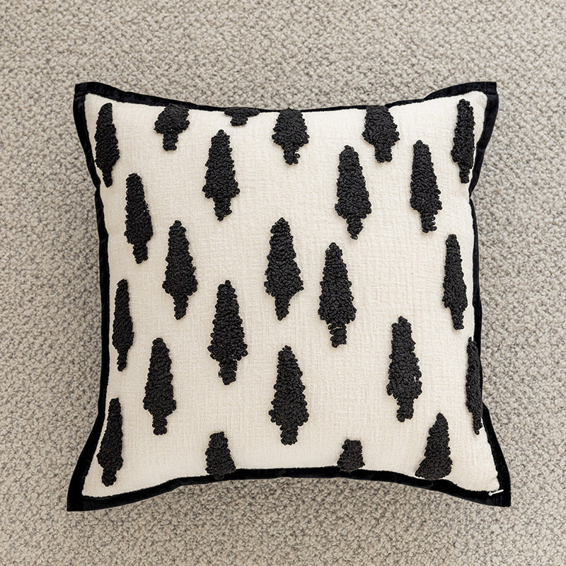 Hand-Tufted Abstract Loop-Squiggle Square Throw Pillow Cover with Hidden Zipper