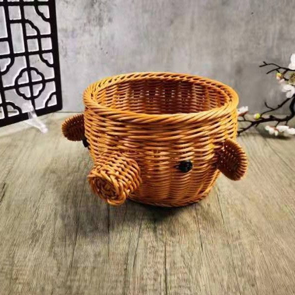 Decorative Woven Dog-Shaped Storage Basket Kalsten