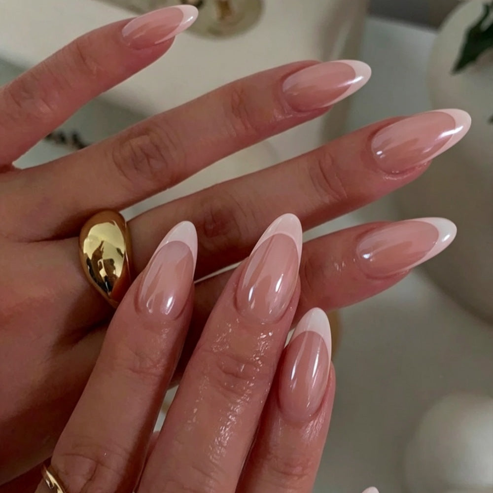 Elegant French Tip Almond Nails