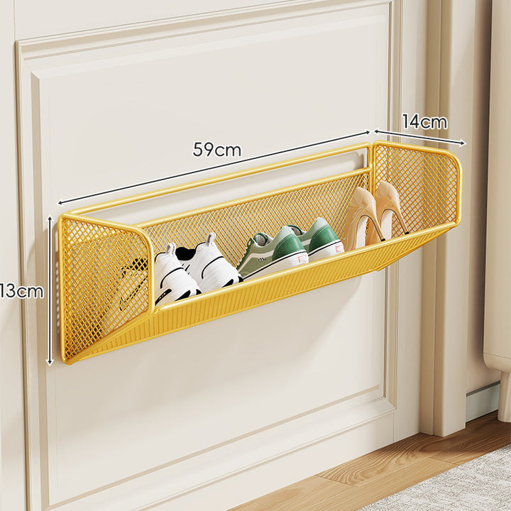 Wall-Mounted Slim Drop-Down Mesh Shoe Shelf Rack