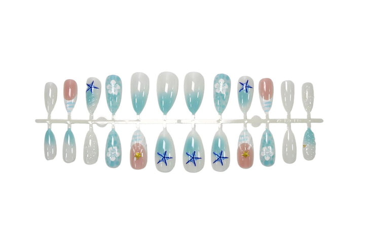 Acrylic nail set with maritime motifs and elegant details Kalsten