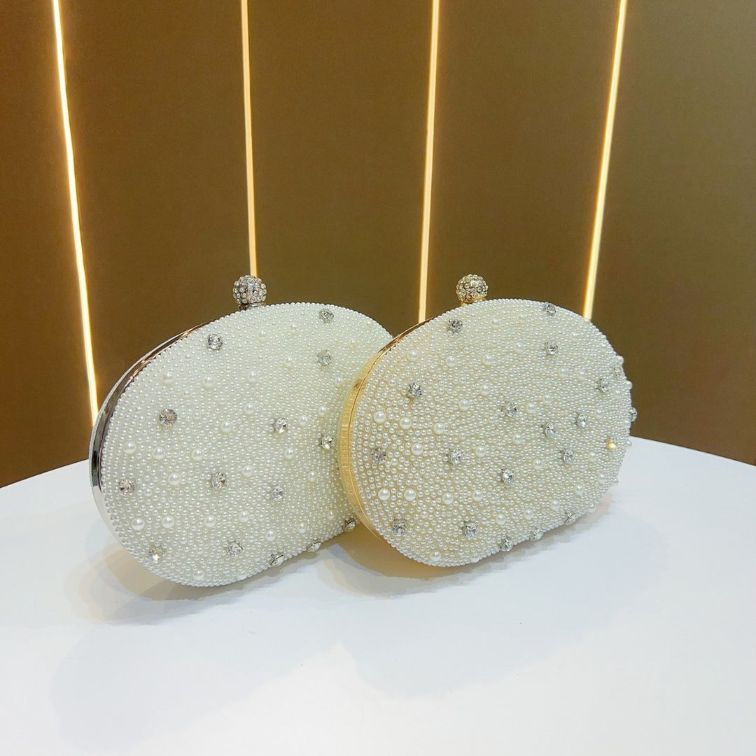 Pearled Decorative Evening Clutch