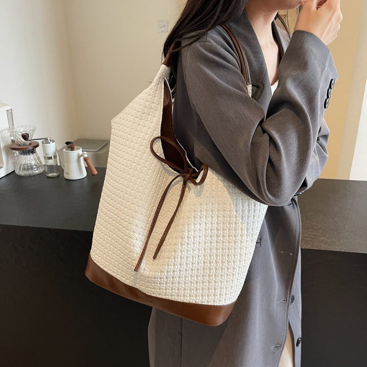Stylish Woven Bucket Tote Bag