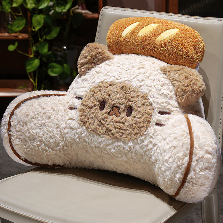 Ergonomic lumbar pillow made of plush with memory foam and cute bear design