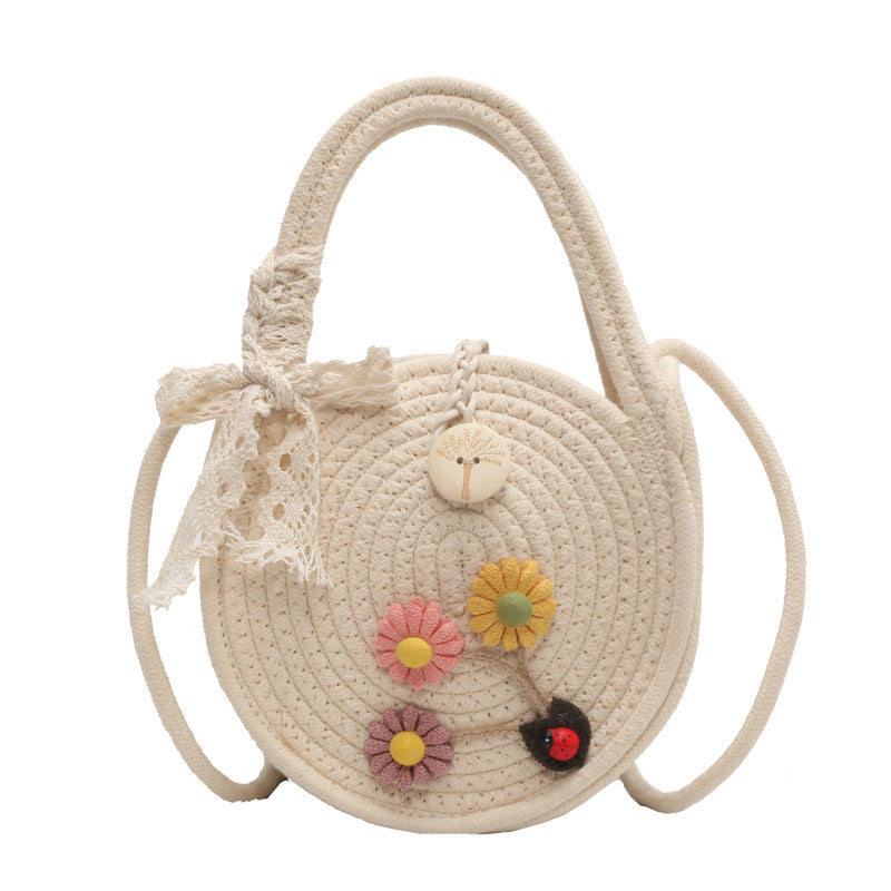 Handwoven Floral Accent Shoulder Bag