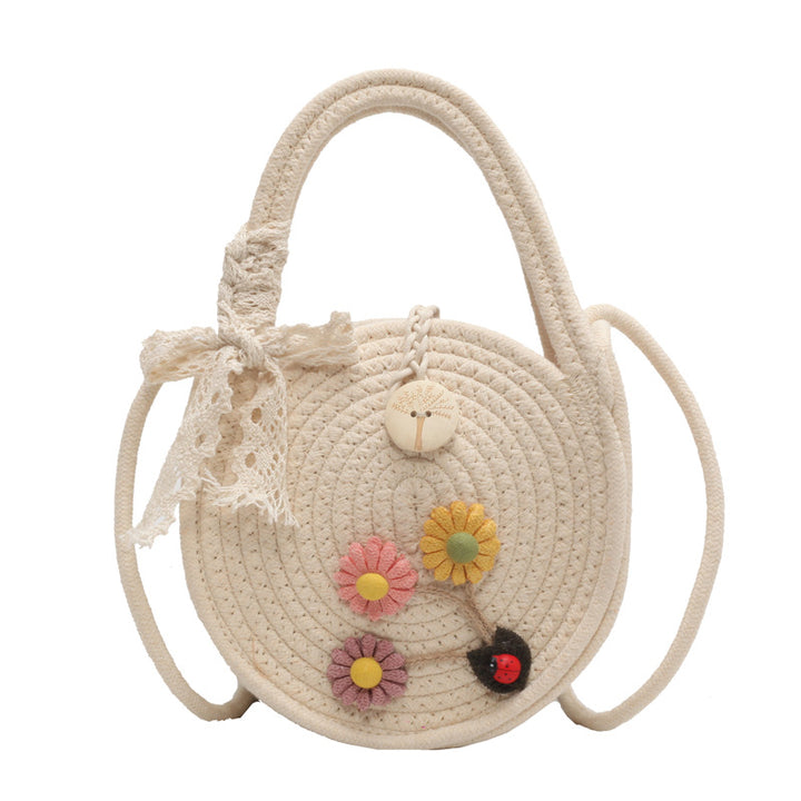 Handwoven Floral Accent Shoulder Bag