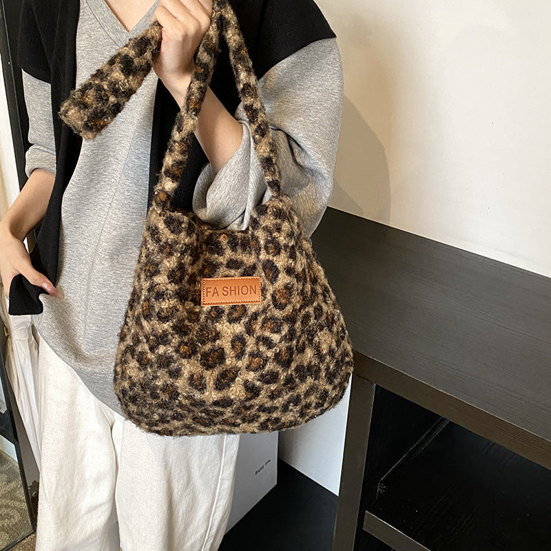 Soft Leopard Print Shoulder Bag