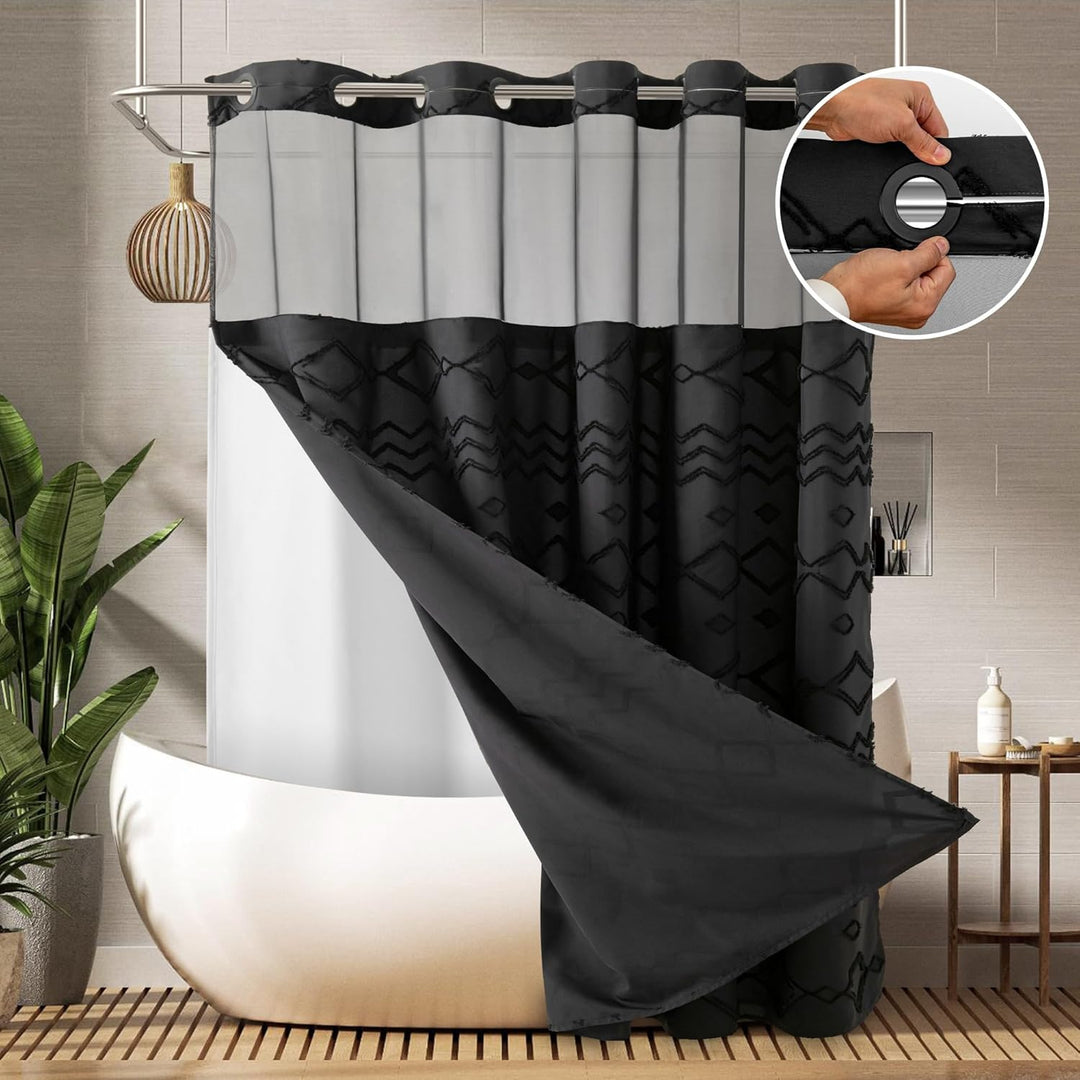 Textured Geometric Shower Curtain Kalsten