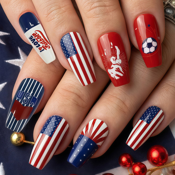 Artificial nails with patriotic design Kalsten