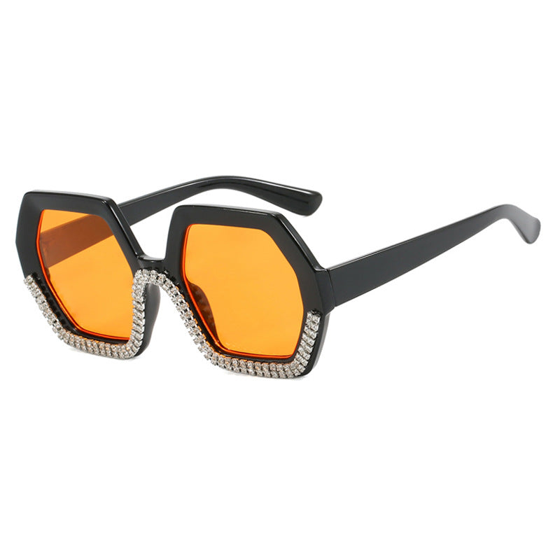 Women's extravagant sunglasses with hexagonal frame and rhinestone accents Kalsten
