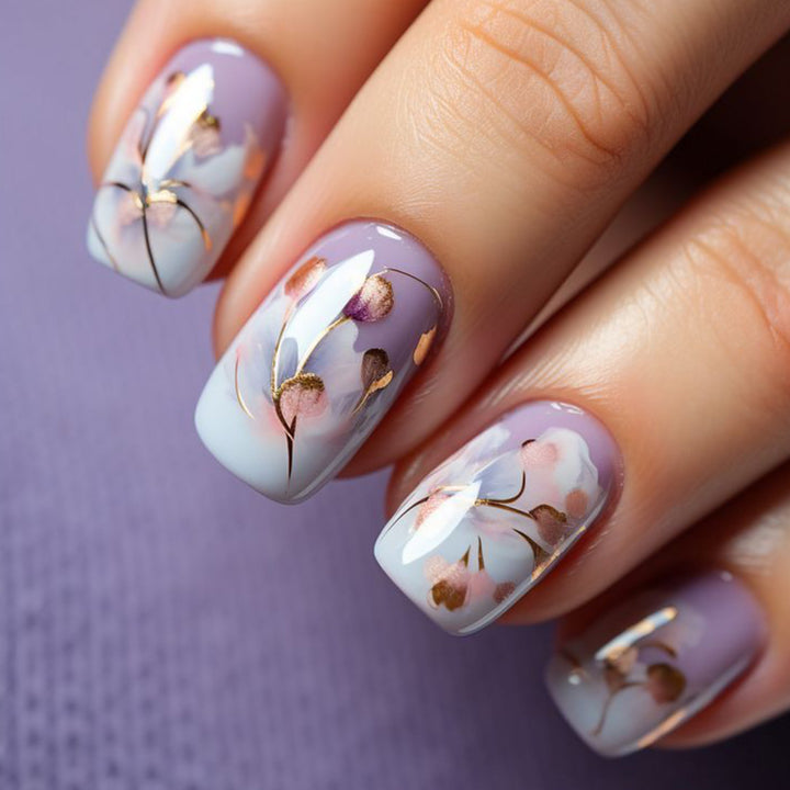 Elegant Floral Gel Nail Art Extensions Kalsten